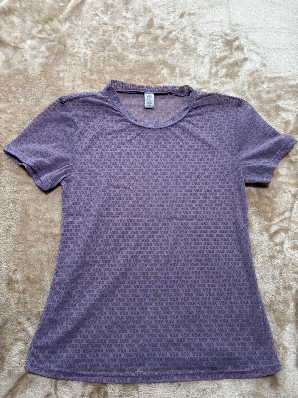 Victoria's Secret Sheer Lavender Purple Short Sleeve Logo Tee Size Medium